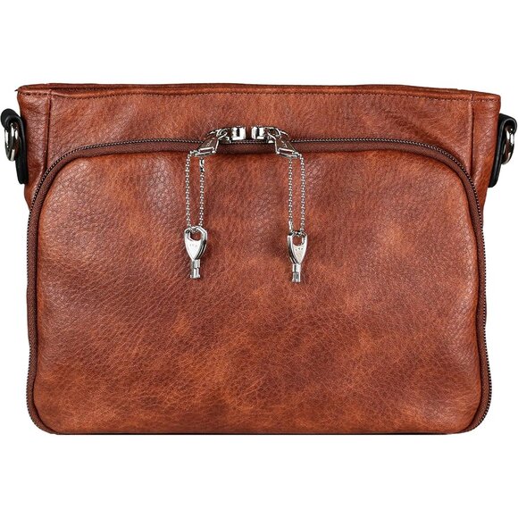 Skylar Concealed Carry Purse for Women Faux Leather Mahogany Zipper Locking Hols - Picture 4 of 7